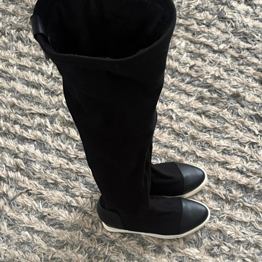 Black Over-the-Knee Hidden Wedge Sneaker Boots - Women, Size 6